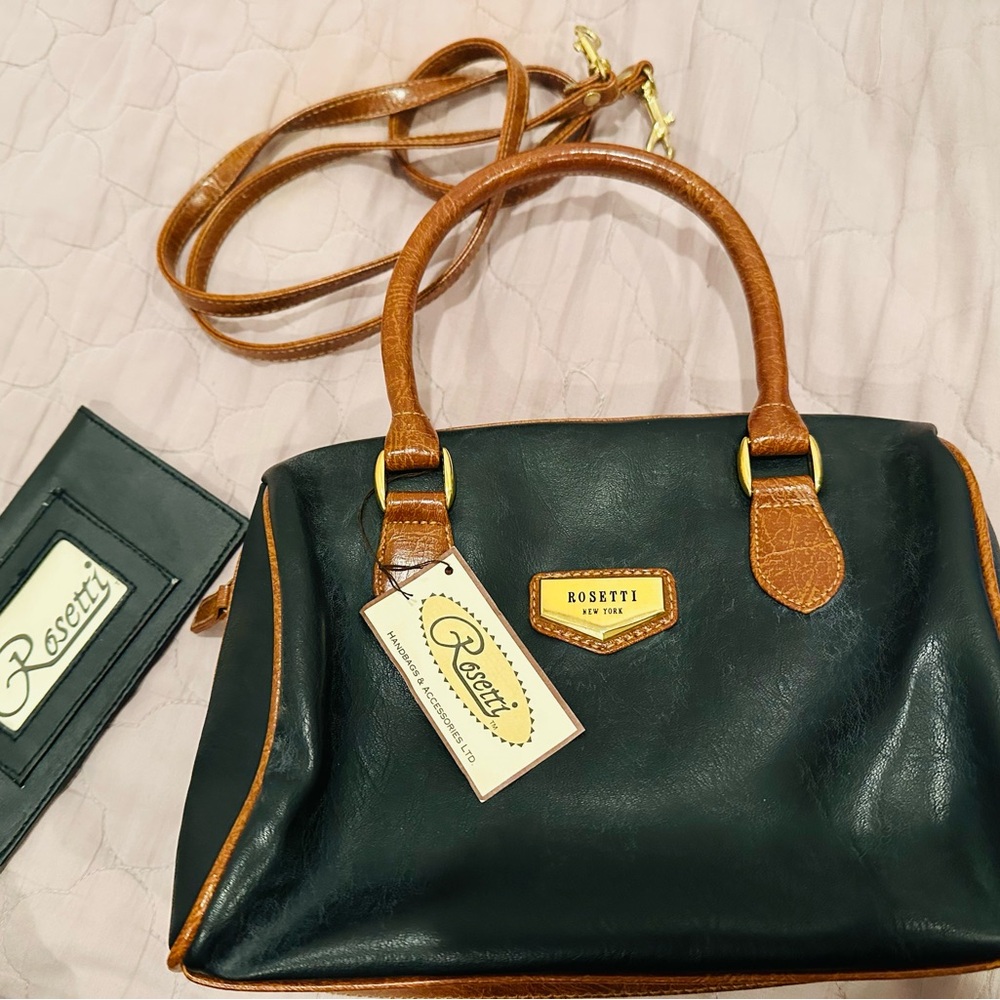 NWT Vintage Rosetti Black Leather Satchel